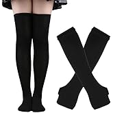 YELAIVP Over Knee Rainbow Thigh High Socks Gloves Set Cosplay Accessories Arm Leg Warmers for Girls