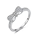 SPILOVE Serend 18k White Gold Plated White Cubic Zirconia CZ Band Bow Ring, Size 9