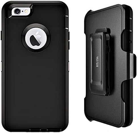 ECL The Eagle, Case for iPhone 6 and iPhone 6s Tough Shockproof Armor Cover with Belt Clip Kickstand Holster and Built-in Screen Protector for iPhone 6/6S 4.7 Inch ONLY (Black)