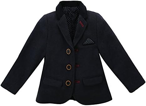 Topprom Boy's Suit Navy Blazer Formal Coin Pocket Dinner Jacket with Spots Printed Lining Suit Dress for Boy 12-18M