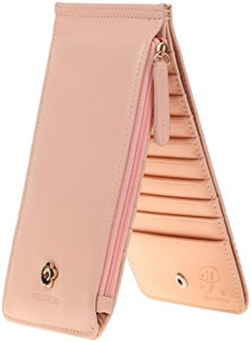 JHVYF Women's Blocking Zipper Lightweight Wallets Card Case Puse Multi-card-bit Clutch Bags Pink