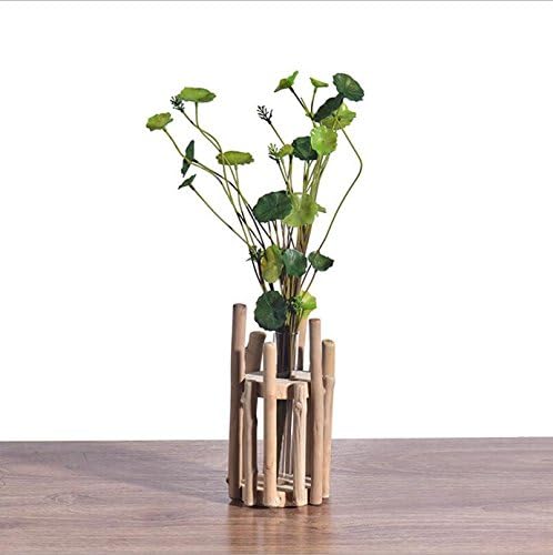Dowonsol Crystal Glass Test Tube Vase in Wooden Stand Flower Pots for Hydroponic Plants Home Garden D¨¦cor