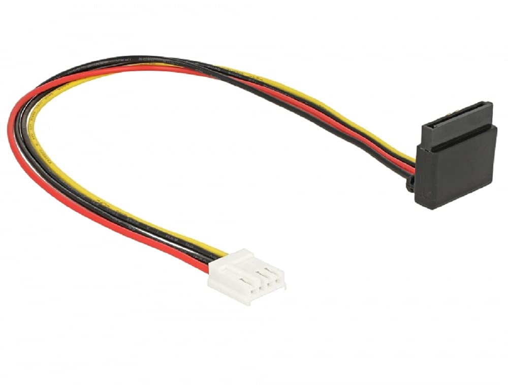 Delock 85510 Power Floppy Cable 4 Pin Female > SATA 15 Pin Female Metal 30 cm, Black, Red, Yellow