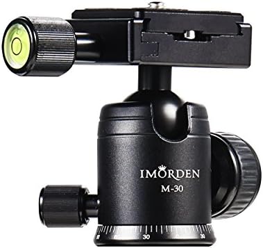 IMORDEN M-30 Aluminium Tripod Ball Head Mount 360 Degree Fluid Rotation Tripod Ballhead Panoramic Ball Head with Arca Swiss Quick Release Plate