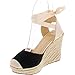 Wild Diva Maegan-32 Womens Floral Crochet Ankle Wrap Slingback Espadrille Wedge