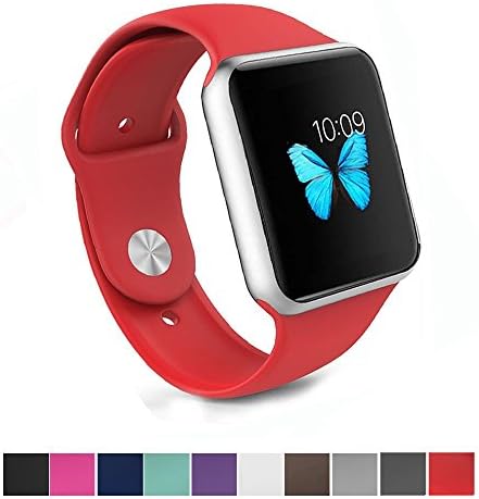Apple Watch Band - e6Hope Soft Silicone Replacement iWatch Strap for Apple Watch Series 1,Series 2 (Red, 38mm - S/M)