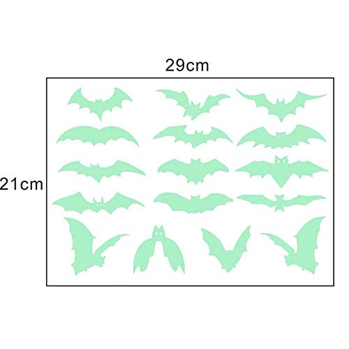 47Pcs Halloween Glow in The Dark Window Decals Luminous Stickers Glasses Stickers Bat Wall Stickers Night Glow Decals Halloween Theme Party Decoration