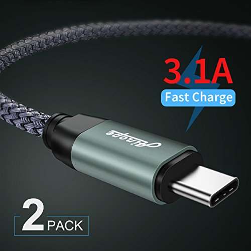 USB 3.0 Type C Cable [2 PACK],3.1A USB C Fast Charger,Braided Armor Nylon Charging Cable,Durable Cord for Samsung Galaxy S9 S8 Plus Note 8,LG V20 V30 G5 G6,Google Pixel XL,Nexus 5X/6P,Nintendo Switch