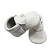 YIHAKIDS Baby Tassel Shoes Soft Leather Sole Infant Kids Crib Toddler First Walkers Moccasins White(Size 5,6-12 Months/4.9in)