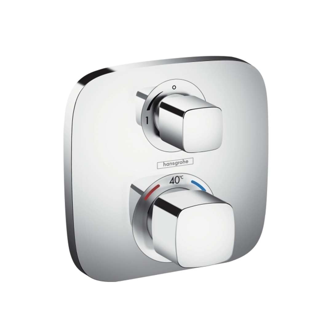 hansgrohe Ecostat E - thermostat conceiled, bathroom tap with safety stop at 40 °C, thermostat square, mixer tap for 1 function, chrome, 15707000