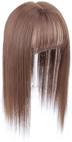 MaitianGuyou Synthetic Crown Clip in/on Hairpiece with Hair Bangs Hair Topper Wiglet for Thin Hair(14"/35cm,Light Brown)