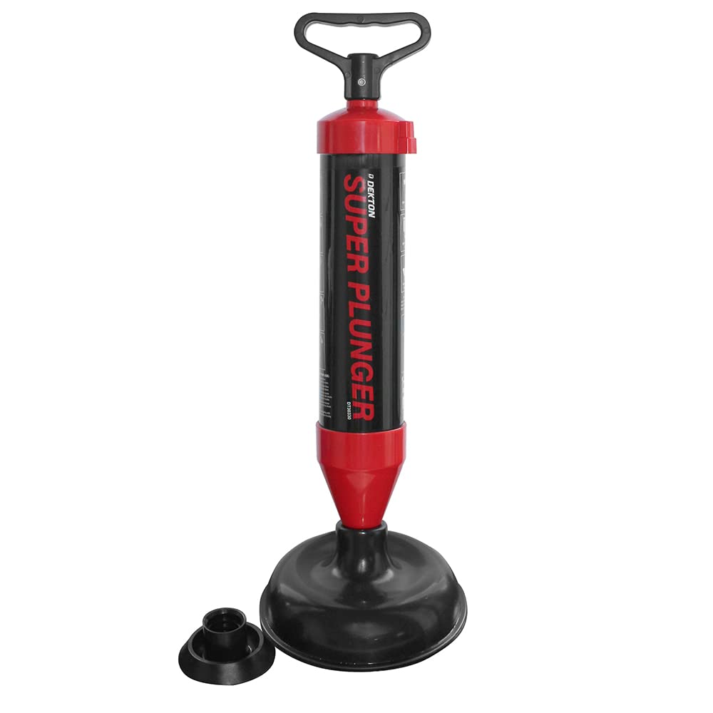Dekton Super Plunger-clears Tough Clogs With Ease| Includes 2 Interchangeable Suction Cups| Ideal For Unclogging Sinks, Toilets| Strong Compression Chamber For Extra Suction|2 Attachments For Cleaning