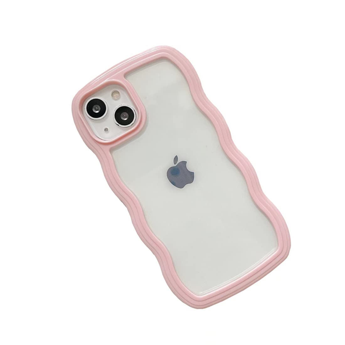 Yooface iPhone 14 Transparent Silicone Case, [Camera Protection] Lace Wave Pattern Case, [Shock and Drop Resistant] Case 6.1 Inch - Pink