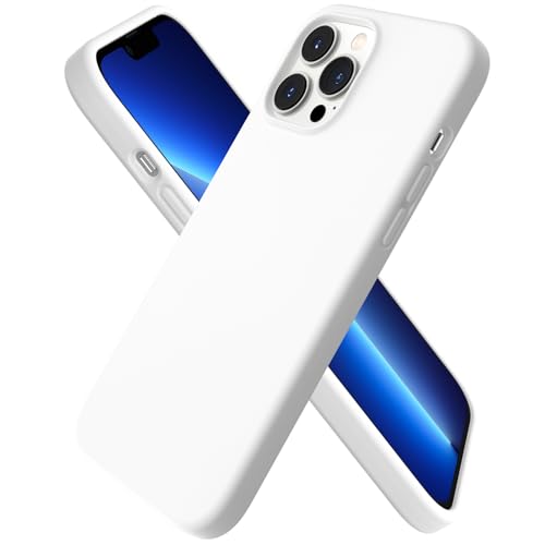 ORNARTO Compatible with iPhone 13 Pro Max Case 6.7", Slim Liquid Silicone 3 Layers Full Covered Soft Gel Rubber Case Cover 6.7 inch-White
