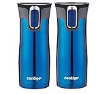 Contigo Autoseal Travel Mug - Stainless Steel Vacuum Insulated Tumbler - 2 Pack (Blue)