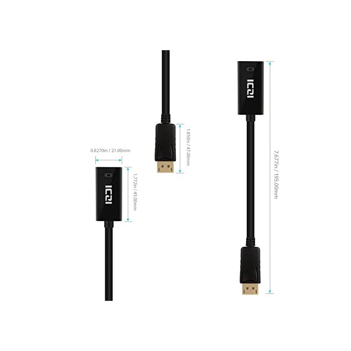 ICZI Adaptador DisplayPort to HDMI 1080P Conversor DP a HDMI con Contactos Chapados en Oro, DP Macho a HDMI Hembra para Pantallas Monitores HDTV Proyectores, etc, Negro - Imagen 4