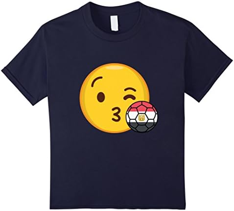 Kids Emoji Loves Egypt Soccer T-Shirt Egyptian Football Funny Tee 6 Navy