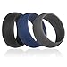 Swagmat Silicone Wedding Rings, 3 Pack Wedding Bands for Men & Women (Black, Dark Gray, Blue, Size 10.5)