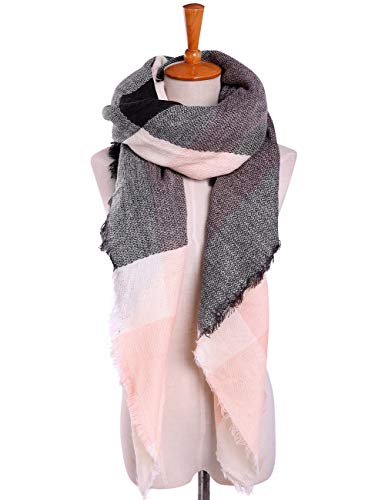 Bess Bridal Women's Plaid Blanket Winter Scarf Warm Cozy Tartan Wrap Oversized Shawl Cape