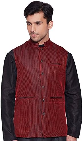 Men Sleeve Less Designer Faux Silk Nehru Jacket Casual Wear Plain Waistcoat