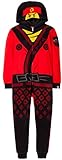 LEGO Ninjago Big Boys' Costume, Onesie Pajamas, All-in-One Set, Red/Black, 8