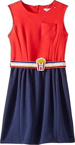 Little Marc Jacobs Girl's Milano Pop Corn Belt Dress (Little Kids/Big Kids) Bleu/Rouge 8