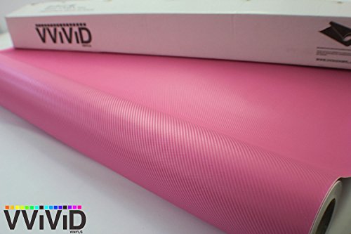 VVIVID XPO Pink Carbon Fiber Car Wrap Vinyl Roll with Air Release Technology (1ft x 5ft)