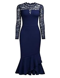 Vestido de fiesta elegante de noche de negocios de noche de noche de encaje elegante de Knitee para mujer