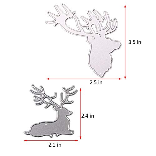 Cutting Dies 2 pcs Elk Handmade DIY Stencils Template Embossing for Card Scrapbooking Craft (Elk)
