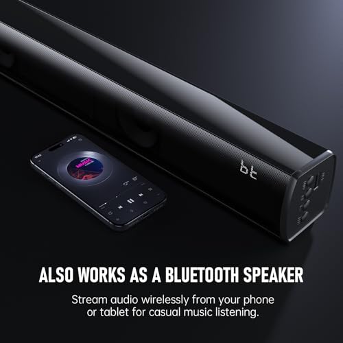Bluetooth Wireless Surround Sound Bar, Sound Bar Wireless Surround Speakers, HDMI Sounds Bars Smart TV HDMI(ARC) OPT AUX USB 2.0ch 3 Modes Home Theater Sounds System TV/PC/Gaming/Projector, SpaceBlack