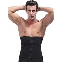 Panegy Mens Waist Cincher Adjustable Hooks Waist Trainer Tummy Control Beer Belly Stomach Fat Burning Belt Black US M/Tag XL(31-33 inches)