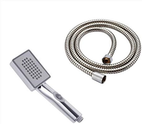 Shower sprinkler +1.5 m hose ABS engineering plastic material square silver color handheld pressure booster 7 * 10.5cm panel water heater bathroom shower bathroom accessories [Energy Class A+]