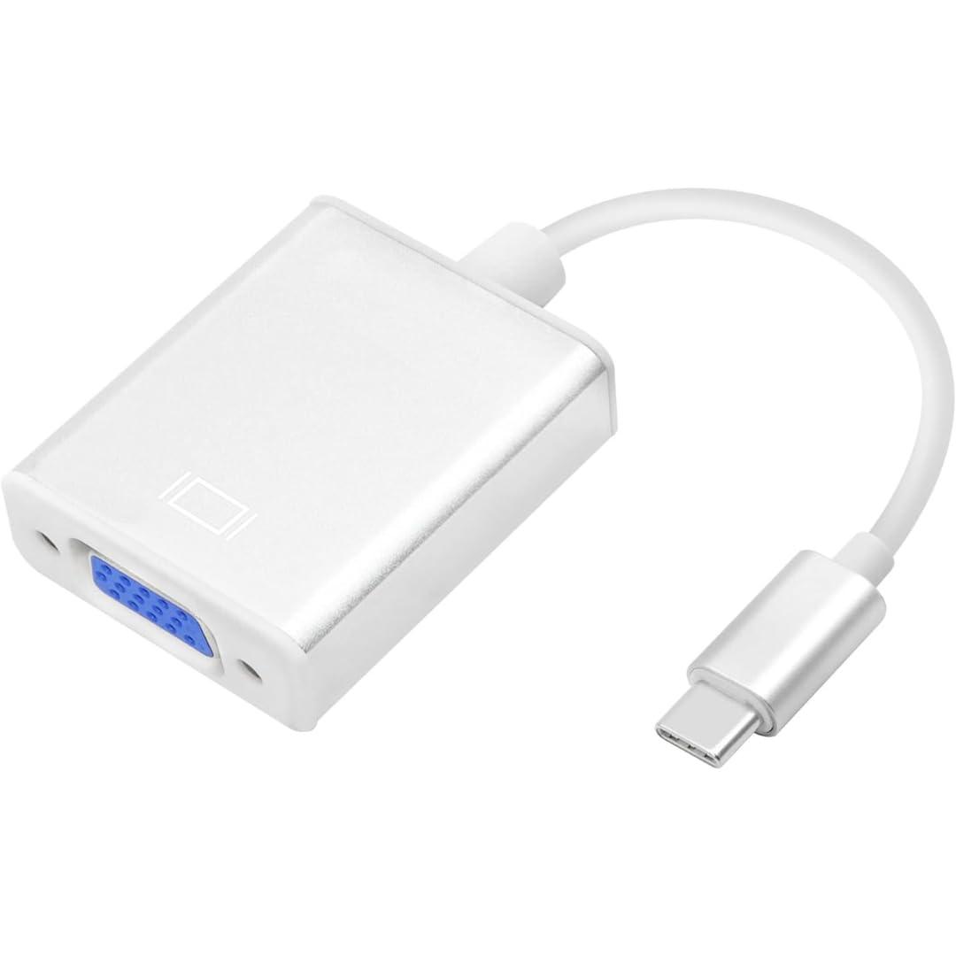 USB-C Type C 3.1 to VGA Cable USB Type-C To VGA adapter/converter Compatible with MacBook Pro 13/15, MacBook Air 2018, Windows, Laptops, Acer, Chromebook and HD. (White)