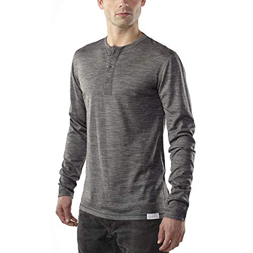 Merino Wool Shirt for Men - Henley - Everyday Weight L CHR Charcoal