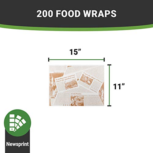 Gastronomia 15 x 11 Inch Deli Papers, 200 Newsprint Sandwich Wrapping