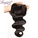 Dinoce Compatible with Longqi Brazilian Virgin Hair Body Wave Lace Closure Free Part, Swiss Lace 130% Density Remy Human Hair 4x4 Closure Hand Tied with Baby Hair Natural Color 14 Inch