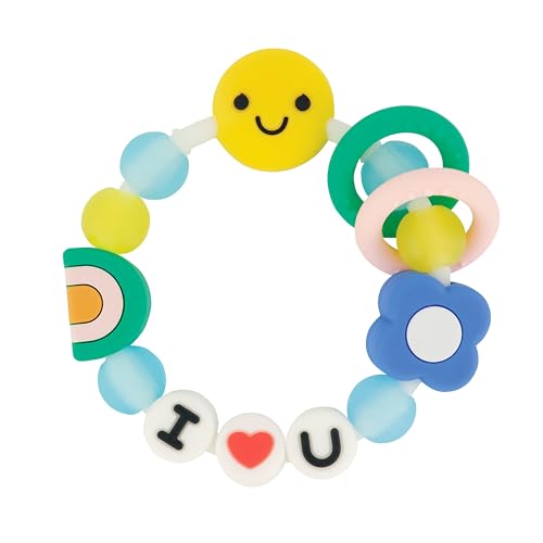 Infantino Mordedor para Bebé de la Amistad "I Love U" – Juguete de Dentición de Silicona Suave con Texturas, Colores Brillantes y Diseño de Fácil Agarre