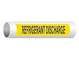ComplianceSigns Vinyl ASME A13.1 Refrigeration Pipe Label, 12 x 2.5 Inch Yellow 50-pack