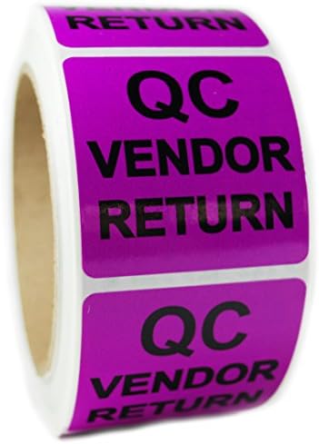 Glossy Purple "QC Vendor Return" Sticker Label -2" by 2" - 500 ct