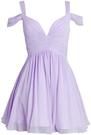 Elley Women's A Line Chiffon V-Neck Straps Ruched Bodice Short Homecoming Dress Mini Party Gown Light Purple US2
