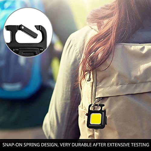 COB Small Flashlights, 500 Lumens Bright Rechargeable Keychain Mini Flashlight, 3 Light Modes Portable Pocket Light with Folding Bracket Bottle Opener and Magnet Base for Fishing, Walking and Camping
