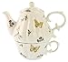 Gracie China Olivia's Dragonflies 3-Piece Porcelain Tea For One, Stacked Teapot and Cup