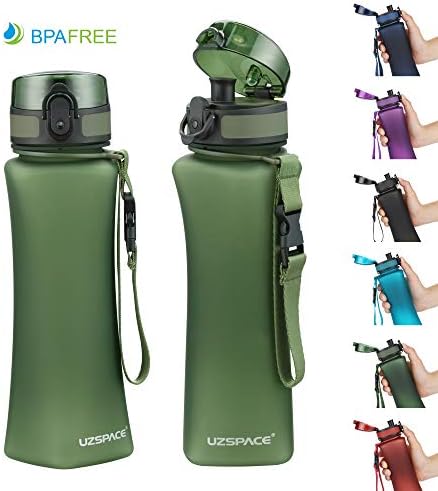UZSPACE Fitness Water Bottle 500ml 17oz BPA Free, Eco-Friendly and Reusable with Leak-Proof Lid for Fitness Gym Yoga Running Sports