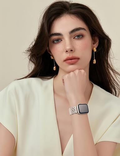 TOYOUTHS Braided Magnetic Band Compatible with Apple Watch Bands 38/40/41/42/44/45/46/49mm Women Men, Dressy Celtic Metal Stretchy Elastic Strap for iWatch Series 11 10 9 8 7 6 5 4 SE/Ultra 3 2 1