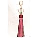ZOONAI Women Leather Tassels Keychain Car Circle Key Rings Gift Bag Hanging Buckle (Golden)