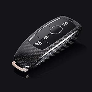 BENBENHU Real Carbon Fiber Autosleutel Case Cover Afstandsbediening Auto Key Fobs, voor Benz Amg E200 E300 Zwart