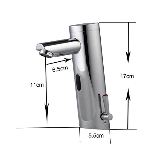 Gangang Home Deck Mount Touch Free Automatic Sensor Sink Faucet with Temperature Control Handle Chrome Single Hole Straight Spout Bar Faucet Lavatory Plumbing Fixtures Bathtub Mixer Taps - Thumbnail 6