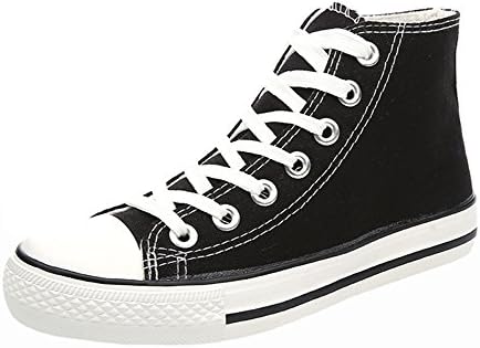 Popuus Men's Trendy High Top Canvas Sneakers Black1 6.5 D(M) US