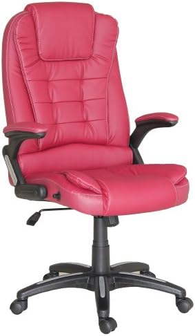 Pioneer Leather PU Reclining Executive Office Chair Burgundy Red 8901-D03