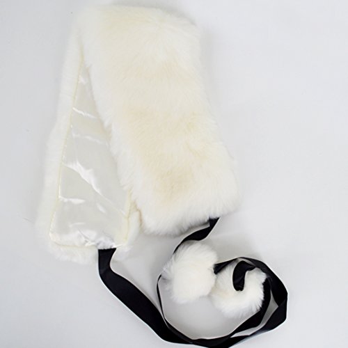 Felice Womens Faux Fur Ball Collar Scarf Warp Winter Neck Warmer (white)
